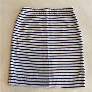 Blue and white striped pencil skirt